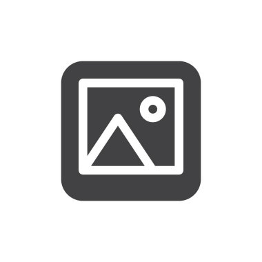 Fotoğraf basit simge vektör, dolu düz işareti, katı glif beyaz izole. Sembol, logo illüstrasyon. Piksel mükemmel vektör grafikleri