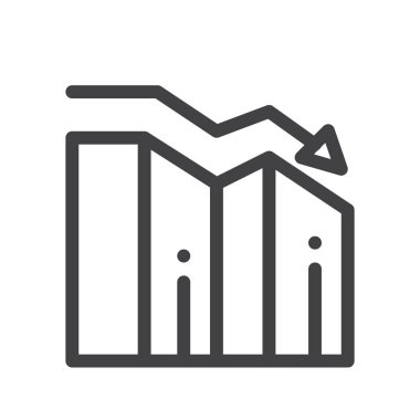 Kaybı grafik hat simgesi, Anahat vektör işareti üzerinde beyaz izole doğrusal stil piktogram. Sembol, logo illüstrasyon. Düzenlenebilir kontur
