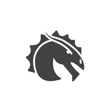 Ejderha simge vektör, yılı düz işareti, üzerinde beyaz izole katı piktogram dolu. Astroloji sembolü, logo illüstrasyon