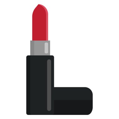 Kırmızı ruj profesyonel kozmetik simge, vektör çizim düz stil tasarım üzerinde beyaz izole. Renkli grafik