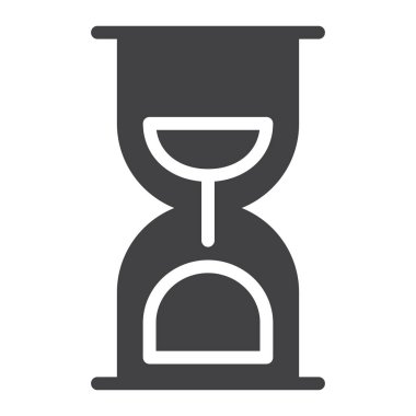 Kum saati simgesi vektör, düz işareti, üzerinde beyaz izole katı piktogram dolu. Sembol, logo illüstrasyon.