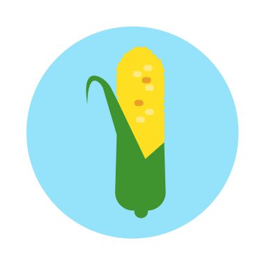 Taze mısır düz simgesi. Yuvarlak renkli düğmesini, dairesel vektör işareti. Düz stil tasarım