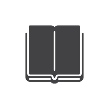 Kitap simge vektör, dolu düz işareti, üzerinde beyaz izole katı piktogram. Sembol, logo illüstrasyon. Piksel mükemmel vektör grafikleri