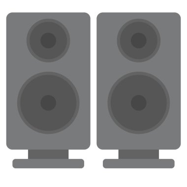 Siyah akustik ses hoparlörleri illüstrasyon vektör. Düz stil tasarım. Renkli grafik