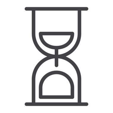 Kum saati satırı simgesi, Anahat vektör işareti üzerinde beyaz izole doğrusal stil piktogram. Sembol, logo illüstrasyon. Düzenlenebilir inme. Piksel mükemmel grafikler