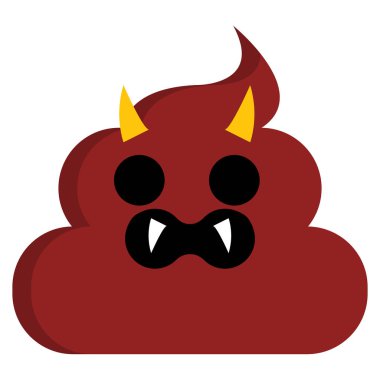 Canavar yüz kötü kokulu kaka boku emoji düz simgesi, vektör işareti, renkli sembol üzerinde beyaz izole. Sembol, logo illüstrasyon. Düz stil tasarım