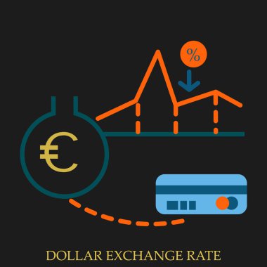 Dolar döviz kuru vektör çizim. Düz stil tasarım. Renkli grafik