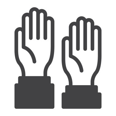 Eller simge vektör, düz işareti, üzerinde beyaz izole katı piktogram dolu. Sembol, logo illüstrasyon. Piksel mükemmel grafikler