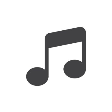 Müzik Not basit simge vektör, düz işareti, üzerinde beyaz izole katı glif dolu. Sembol, logo illüstrasyon. Piksel mükemmel vektör grafikleri