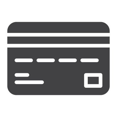 Kredi kartı simge vektör, düz işareti, üzerinde beyaz izole katı piktogram dolu. Sembol, logo illüstrasyon. Piksel mükemmel vektör grafikleri