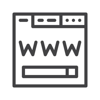 Tarayıcı satırı simgesi, Anahat vektör işareti üzerinde beyaz izole doğrusal stil piktogram. Sembol, logo illüstrasyon. Düzenlenebilir kontur.