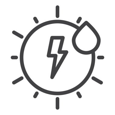 Güneş enerjisi satırı simgesi, Anahat vektör işareti üzerinde beyaz izole doğrusal stil piktogram. Sembol, logo illüstrasyon. Düzenlenebilir inme. Piksel mükemmel grafikler