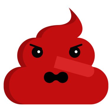 Cin yüz kötü kokulu kaka boku emoji düz simgesi, vektör işareti, renkli sembol üzerinde beyaz izole. Sembol, logo illüstrasyon. Düz stil tasarım