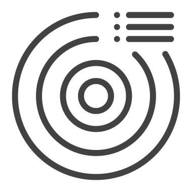 Pasta grafiği satırı simgesi, Anahat vektör işareti üzerinde beyaz izole doğrusal stil piktogram. Sembol, logo illüstrasyon. Düzenlenebilir kontur