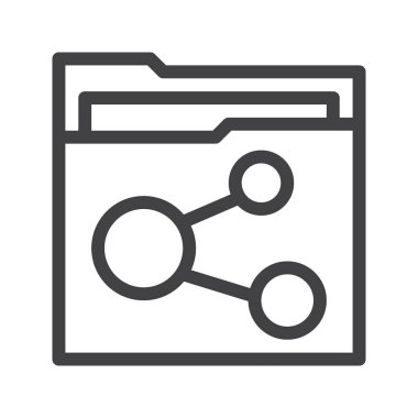 Klasör satırı simgesi, Anahat vektör işareti üzerinde beyaz izole doğrusal stil piktogram. Sembol, logo illüstrasyon. Düzenlenebilir kontur.