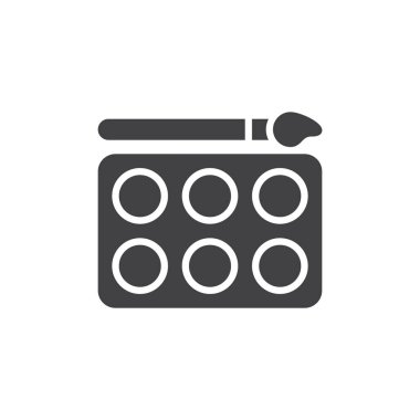 Suluboya simge vektör, düz işareti, üzerinde beyaz izole katı piktogram dolu. Fırça ve boya sembolü, logo illüstrasyon. Piksel mükemmel vektör grafikleri