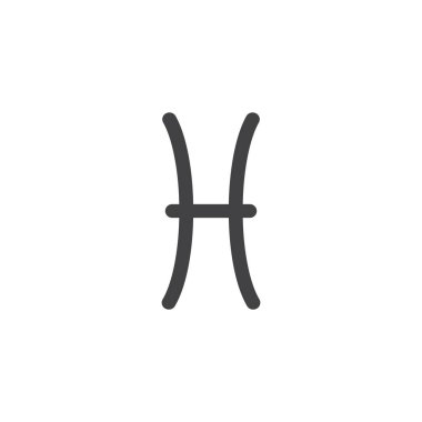 Balık burcu Zodyak işareti simge vektör, düz işareti, üzerinde beyaz izole katı piktogram dolu. Astroloji sembolü, logo illüstrasyon
