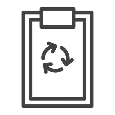 Pano satırı simgesi geri dönüşüm, Anahat vektör işareti, üzerinde beyaz izole doğrusal stil piktogram. Sembol, logo illüstrasyon. Düzenlenebilir inme. Piksel mükemmel grafikler