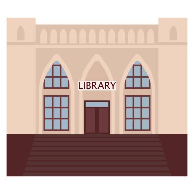 Halk Kütüphanesi Binası simgesi, vektör çizim düz stil tasarım üzerinde beyaz izole. Renkli grafik