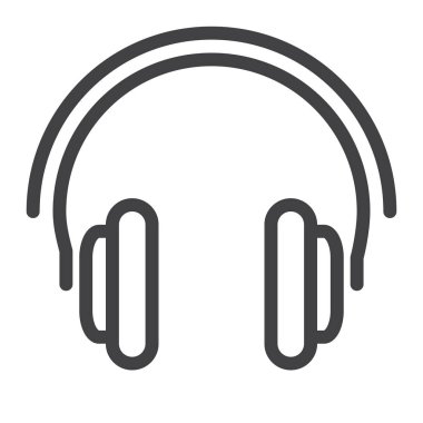 Kulaklık hat simgesi, Anahat vektör işareti, üzerinde beyaz izole doğrusal stil piktogram. Sembol, logo illüstrasyon. Düzenlenebilir inme. Piksel mükemmel grafikler