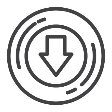 Ok satırı simgesi, Anahat vektör işareti, üzerinde beyaz izole doğrusal stil piktogram. Sembol, logo illüstrasyon. Düzenlenebilir kontur