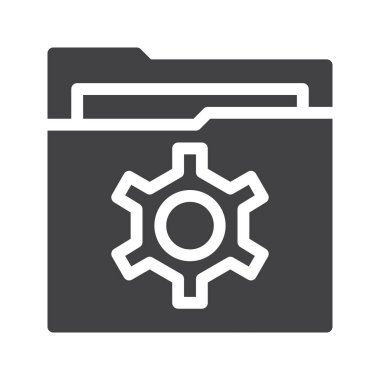 Klasör simge vektör, düz işareti, üzerinde beyaz izole katı piktogram dolu. Sembol, logo illüstrasyon.