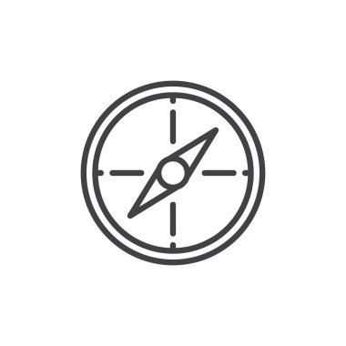 Pusula satırı simgesi, vektör işareti, anahat üzerinde beyaz izole doğrusal stil piktogram. Gezinti simgesi, logo illüstrasyon. Düzenlenebilir inme. Piksel mükemmel vektör grafikleri