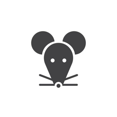 Fare simgesi vektör, yılı düz işareti, üzerinde beyaz izole katı piktogram dolu. Astroloji sembolü, logo illüstrasyon