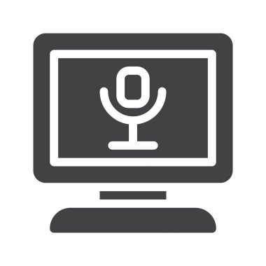 Ekran simge vektör, dolu düz işareti, üzerinde beyaz izole katı piktogram. Sembol, logo illüstrasyon