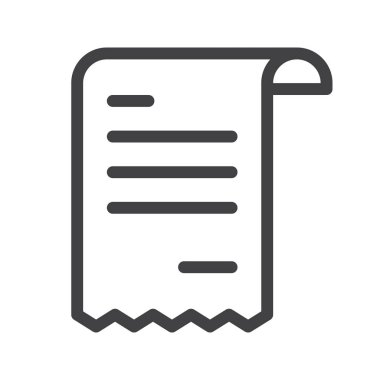 Alış irsaliyesi satırı simgesi, vektör işareti, anahat üzerinde beyaz izole doğrusal stil piktogram. Sembol, logo illüstrasyon. Düzenlenebilir inme. Piksel mükemmel vektör grafikleri