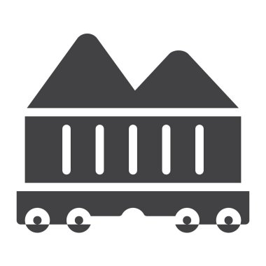 Tren vagonu simge vektör, düz işareti, üzerinde beyaz izole katı piktogram dolu. Sembol, logo illüstrasyon. Piksel mükemmel grafikler