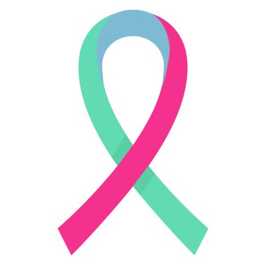 Tiroid kanser farkındalık şerit simgesi, vektör çizim düz stil tasarım üzerinde beyaz izole. Renkli grafik