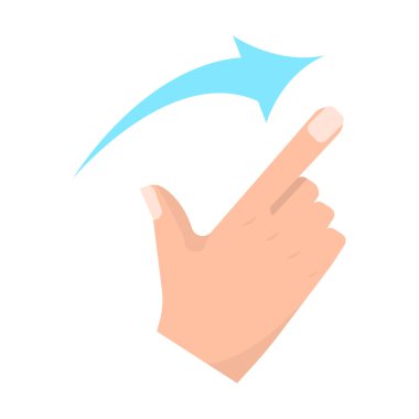 Flick doğru dokunmatik ekranı jestleri vektör çizim. Düz stil tasarım. Renkli grafik