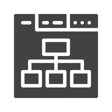 Tarayıcı simge vektör, düz işareti, üzerinde beyaz izole katı piktogram dolu. Sembol, logo illüstrasyon