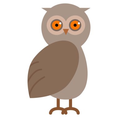 Vahşi baykuş hayvan düz simgesi, vektör işareti, renkli sembol üzerinde beyaz izole. Sembol, logo illüstrasyon. Düz stil tasarım