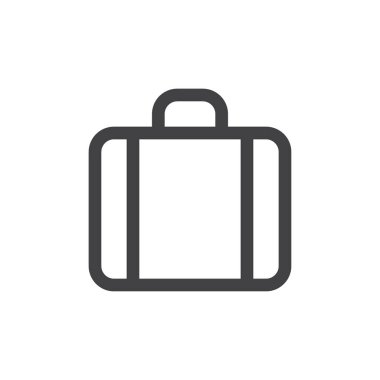 Portföy satırı basit simgesi, Anahat vektör işareti üzerinde beyaz izole doğrusal stil piktogram. Bagaj, evrak çantası'nı sembolü, logo illüstrasyon. Düzenlenebilir inme. Piksel mükemmel vektör grafikleri