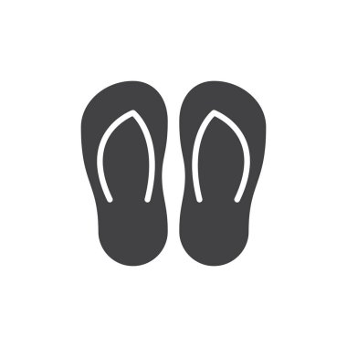 Simge vektör, dolu düz işareti, üzerinde beyaz izole katı piktogram Flip floplar. Sembol, logo illüstrasyon. Piksel mükemmel vektör grafikleri