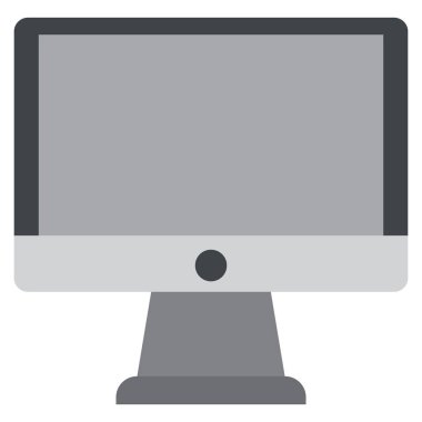 Bilgisayar monitör simgesini, vektör çizim düz stil tasarım üzerinde beyaz izole. Renkli grafik