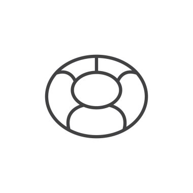 Yüzük satırı simgesi yüzmek, vektör işareti, anahat üzerinde beyaz izole doğrusal stil piktogram. Sembol, logo illüstrasyon. Düzenlenebilir inme. Piksel mükemmel vektör grafikleri