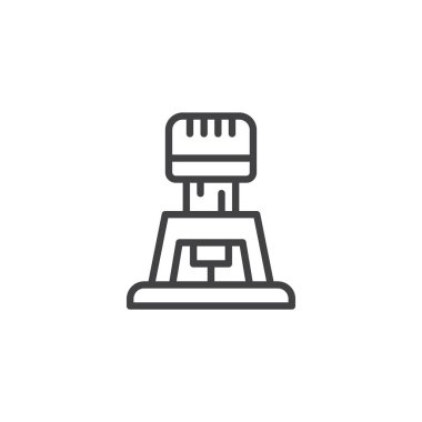 Elektrikli araç satırı simgesi freze, Anahat vektör işareti, üzerinde beyaz izole doğrusal stil piktogram. Sembol, logo illüstrasyon. Düzenlenebilir kontur