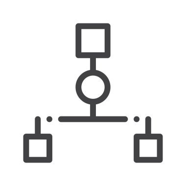 İş organizasyon satırı simgesi, Anahat vektör işareti üzerinde beyaz izole doğrusal stil piktogram. Sembol, logo illüstrasyon. Düzenlenebilir kontur