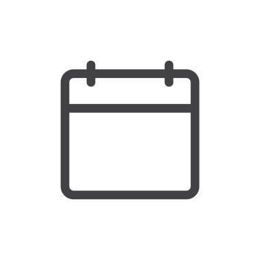 Takvim satırı basit simgesi, vektör işareti, anahat üzerinde beyaz izole doğrusal stil piktogram. Sembol, logo illüstrasyon. Düzenlenebilir inme. Piksel mükemmel vektör grafikleri