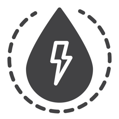 Su enerji simge vektör, dolu düz işareti, üzerinde beyaz izole katı piktogram. Sembol, logo illüstrasyon. Piksel mükemmel grafikler