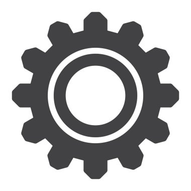 Ayarları simgesi vektör, düz işareti, üzerinde beyaz izole katı piktogram dolu. Sembol, logo illüstrasyon