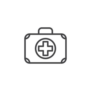 İlk yardım kiti simge vektör, düz işareti, üzerinde beyaz izole katı piktogram dolu. Sadaka sembolü, logo illüstrasyon