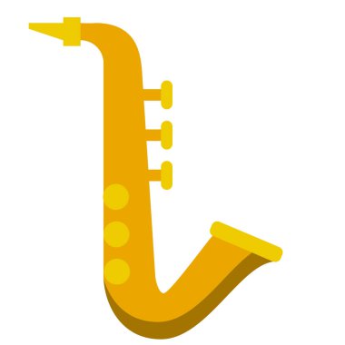 Saksafon müzik aleti düz simgesi, vektör işareti, renkli sembol üzerinde beyaz izole. Sembol, logo illüstrasyon. Düz stil tasarım