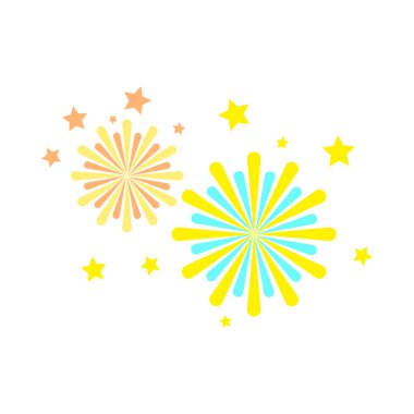 Havai fişek patlama düz simgesi, vektör işareti, renkli sembol üzerinde beyaz izole. Sembol, logo illüstrasyon. Düz stil tasarım