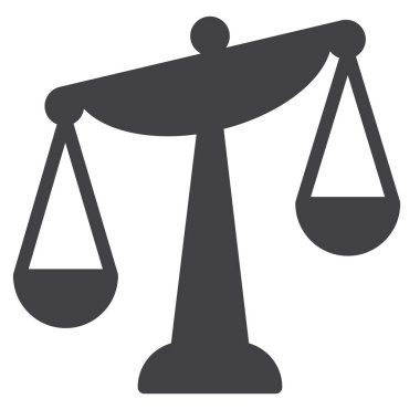 Denge ölçek simge vektör, dolu düz işareti, üzerinde beyaz izole katı piktogram. Sembol, logo illüstrasyon. Piksel mükemmel grafikler