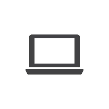 Dizüstü simge vektör, düz işareti, üzerinde beyaz izole katı piktogram dolu. Sembol, logo illüstrasyon. Piksel mükemmel vektör grafikleri