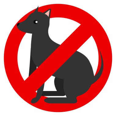 Köpek yasağı yok illüstrasyon vektör. Düz stil tasarım. Renkli grafik